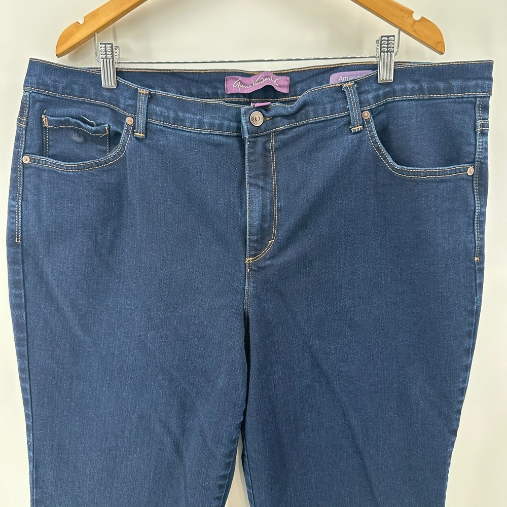 Gloria Vanderbilt Amanda Jeans Womens 20W Short Blue Denim Straight Leg 5-Pocket